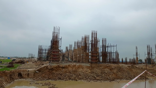 Faculty & Admin block – grade slab works in progress column casting work in progress 20.07.2021.png