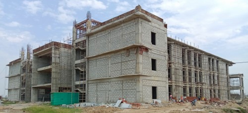Academic blocks A, B, and C pit  –Terrace slab casting completed. Block work & plaster work are in progress. Ground floor Kota work in progress. Exposed brickwork in progress..jpg