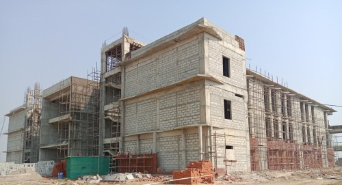 Academic block A, B, C pit – Block work & plaster work in progress. Ground floor Tile work in progress. Exposed brickwork in progress.jpg