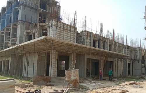 Hostel Block H3 – Ground floor roof slab work is completed . 1st floor steel and shuttering work in progress 18.10.22.jpg