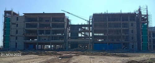 Faculty & Admin block – A Part & B Part terrace slab casting completed. Lift wall casting work in progress. Electrical & fire fighting, Block work & Exposed brickwork are in progress.