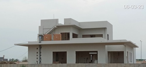 Director’s residence –Paint (Exterior texture) work  in progress. Roof waterproofing work in progress.