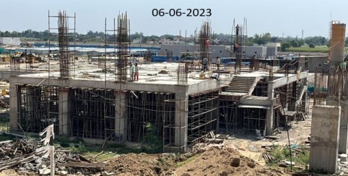 SPORTS COMPLEX – Ground floor slab casting work is completed, and 1st-floor steelwork is in Progress.