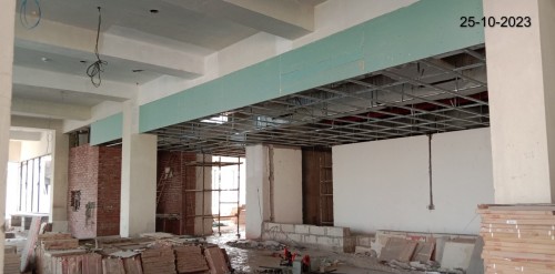 Dining block (Internal)–Ceiling work is in progress.