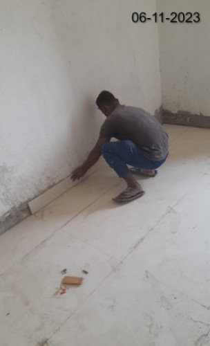 Hostel Block H3 –Floor tile work in progress. Paint work in progress.