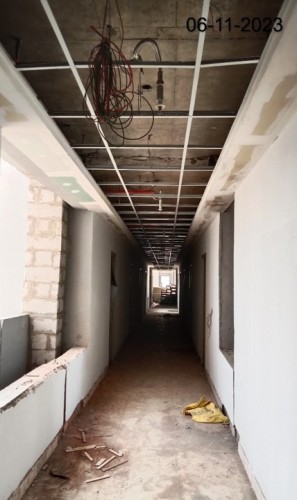 Hostel Block H4 (Internal)– Aluminum framework in progress. Floor tile work in progress.