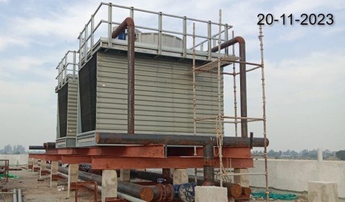 HVAC Plant room (Internal)-Cooling tower installation work in progress.