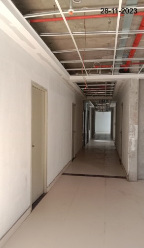 Hostel Block H5 (Internal)– Aluminium framework in progress. False ceiling work in progress.  Kota stone and tile work in progress.