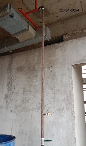 Faculty _ Admin block (Internal)- Terrace waterproofing work in progress. Fire pipeline pressure testing work in progress.
