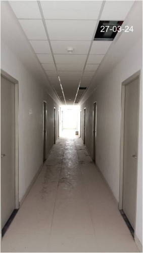 Hostel Block H5 (Internal)–Electrical wiring and testing work is in progress. Ceiling tile laying work in progress.