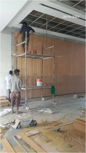 Academic Block- (Internal)-  Classroom wall paneling work in progress. Solar panel work in progress. 