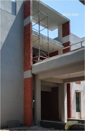 LIBRARY (Internal)– Exposed Brickwork cleaning work in progress. Exterior waterbody concreating work is completed. 