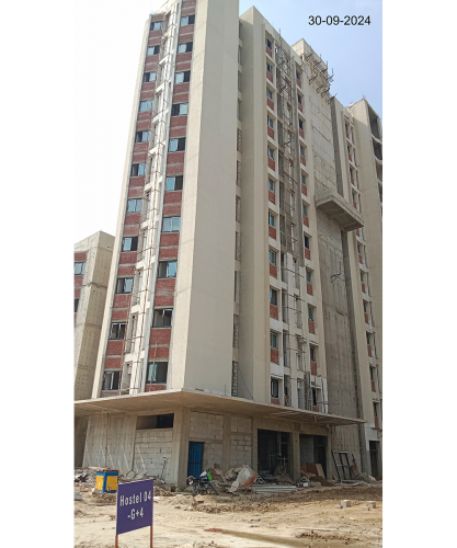 Hostel Block H3 – Paintwork in progress. Toilet Tile  work in progress. Shaft covering brickwork in progress.