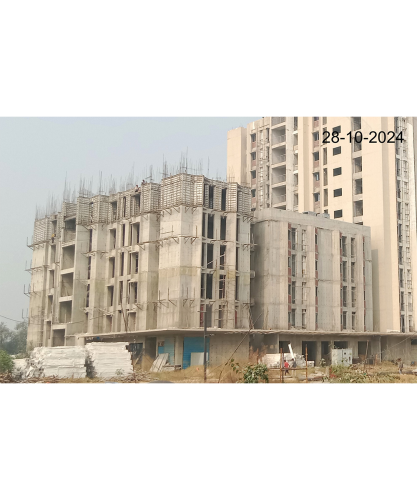 Hostel Block H1 (Internal) – 5TH Floor steel binding and shuttering work in progress. Hostel Block H2 -(Internal)– Aluminium window framework and glass installation work in progress.