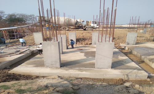 Hostel Block H6 – Raft RCC work Completed column casting work in completed 09.03.2021