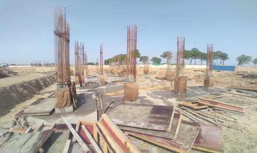 INCUBATION – RCC Footing work in completed column casting work in progress 12.04.2021