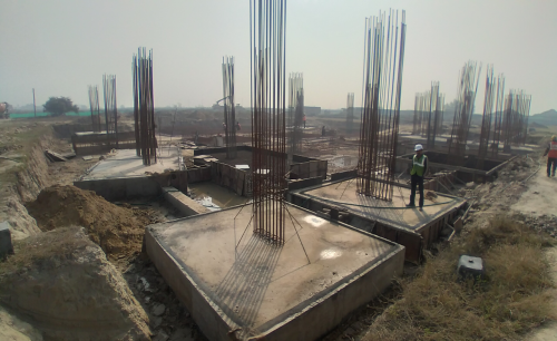 LIBRARY- footing steel work in progress & Footing RCC work in progress 16.02.2021