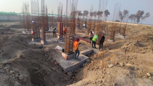 Director’s residence – Footing RCC work Completed Column steel work in progress 25.01.2021
