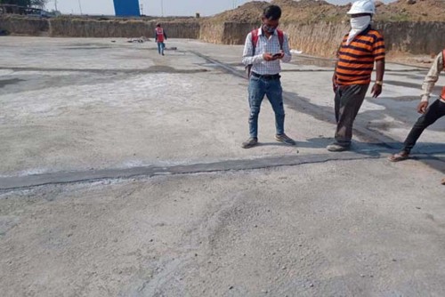 Hostel Block H5 – Layout over PCC for steel placing & binding in progress (31-10-2020)
