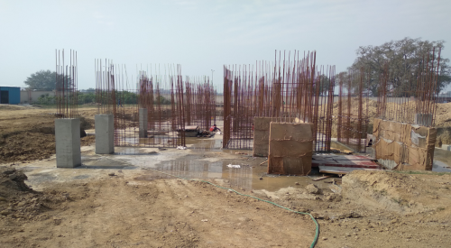Hostel Block H1 – layout work in completed column casting work in progress 23.02.2021