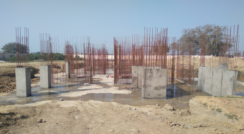 Hostel Block H1 – layout work in completed column casting work in progress 01.03.2021