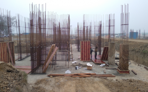 Hostel Block H7- Raft RCC work Completed layout in progress column casting work in progress 16.02.2021