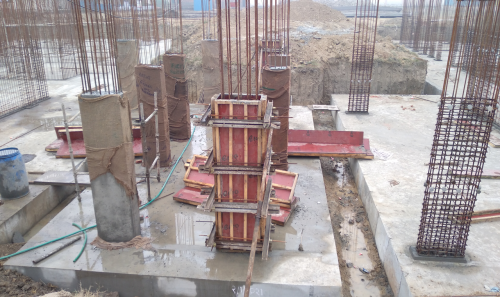 Hostel Block H6 – Raft RCC work Completed column casting work in completed 16.02.2021