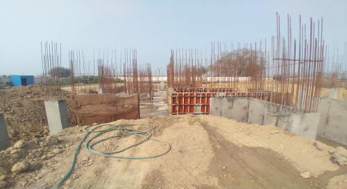 Hostel Block H1 – layout work in completed column casting work in progress 09.03.2021