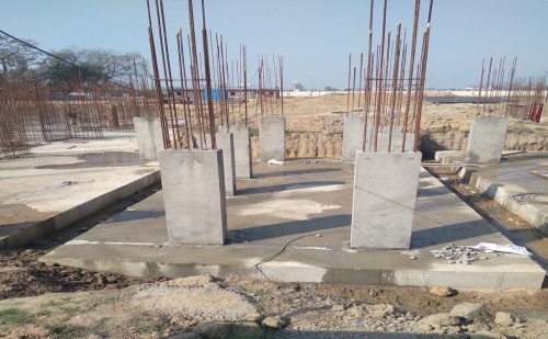 Hostel Block H6 – Raft RCC work Completed column casting work in completed 01.03.2021